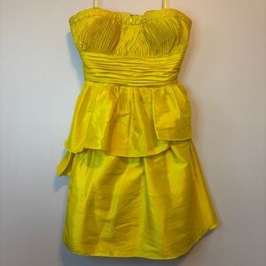 Jessica Simpson Bright Yellow Strapless Peplum Mini Dress